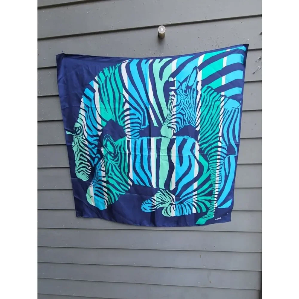 Vers Silk Blue Zebra Scarf